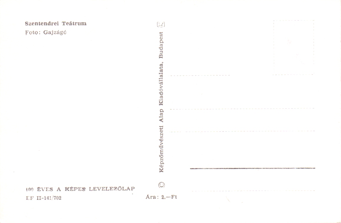 Békés András: Comico-tragoedia, 1969., képes levelezőlap, Szentendrei Teátrum, Fotó: Gajzágó Jolán, Lelőhely: Békés András hagyatéka, Zempléni Mária hozzájárulásával